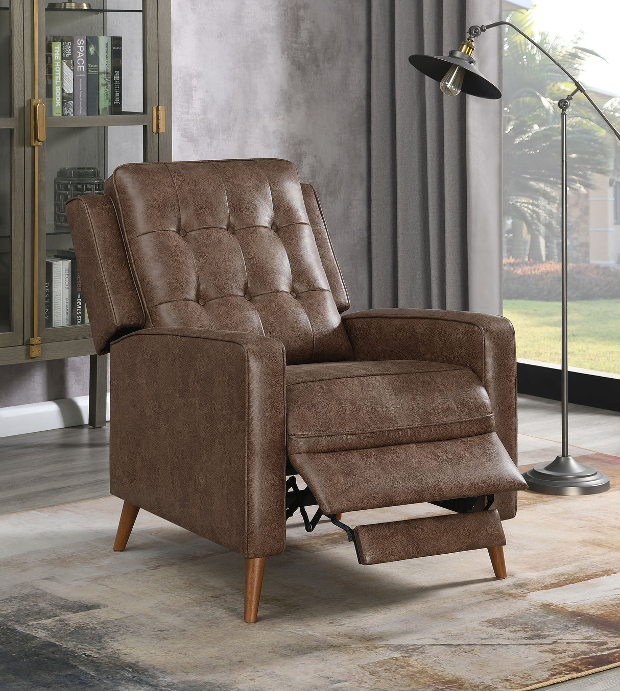 Push Back Recliner - Davidson Upholstered Tufted Push Back Recliner Brown