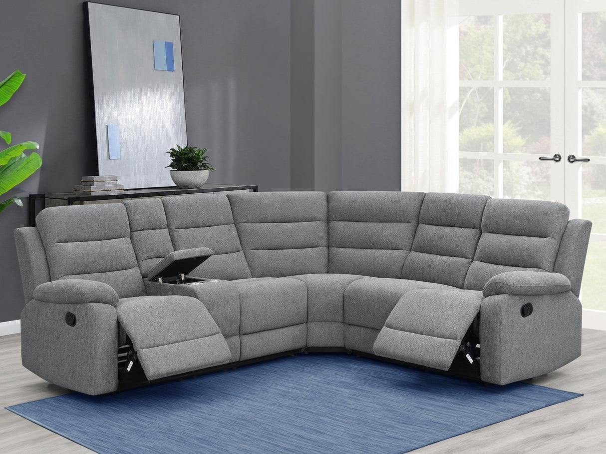 David 3 - piece Upholstered Motion Sectional with Pillow Arms Smoke - 609620 - image - 3