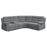 David 3 - piece Upholstered Motion Sectional with Pillow Arms Smoke | Coaster | Home Elegance USA