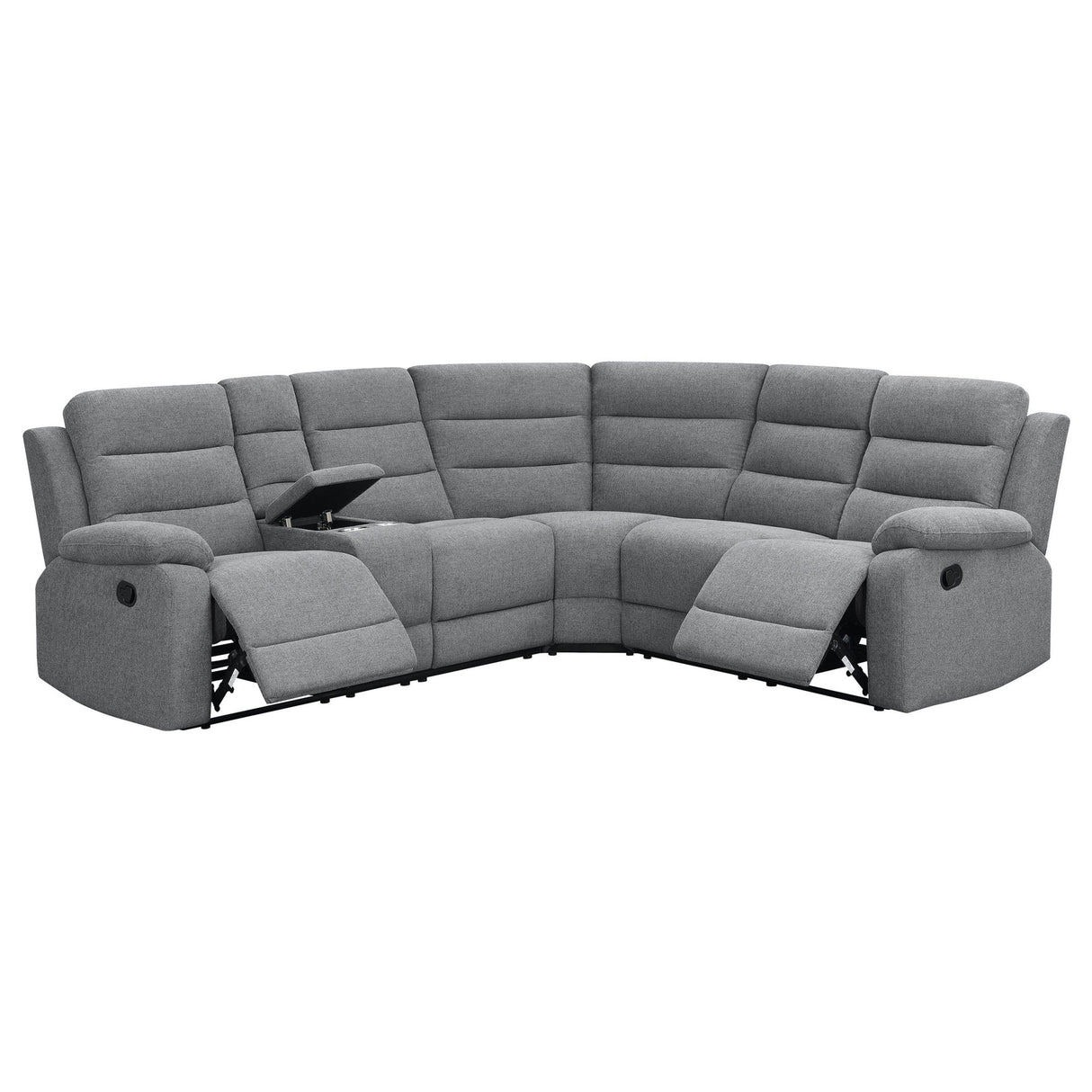 David 3 - piece Upholstered Motion Sectional with Pillow Arms Smoke | Coaster | Home Elegance USA