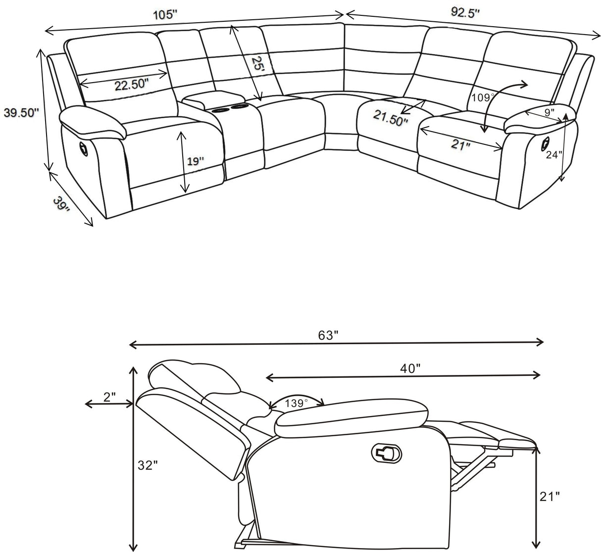 David 3 - piece Upholstered Motion Sectional with Pillow Arms Smoke | Coaster | Home Elegance USA