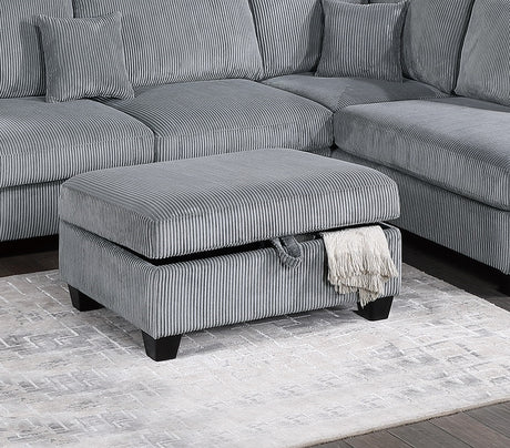Contemporary 3pc Sectional Set Fog Color Corduroy Couch LAF Sofa RAF Chaise Ottoman L-Sectional Living Room - sold by Home Elegance USA