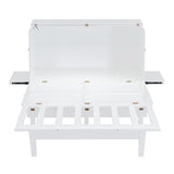 Queen Size Murphy Bed with USB Port and removable Shelves on Each Side,White - Home Elegance USA