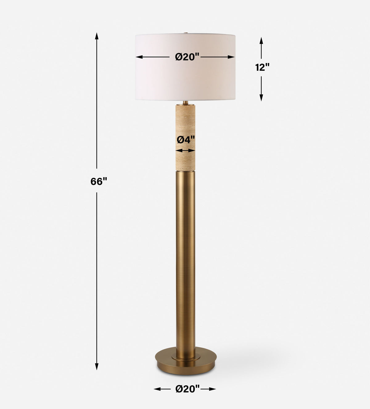 Knox Travertine Floor Lamp - Gold by Uttermost - View 8