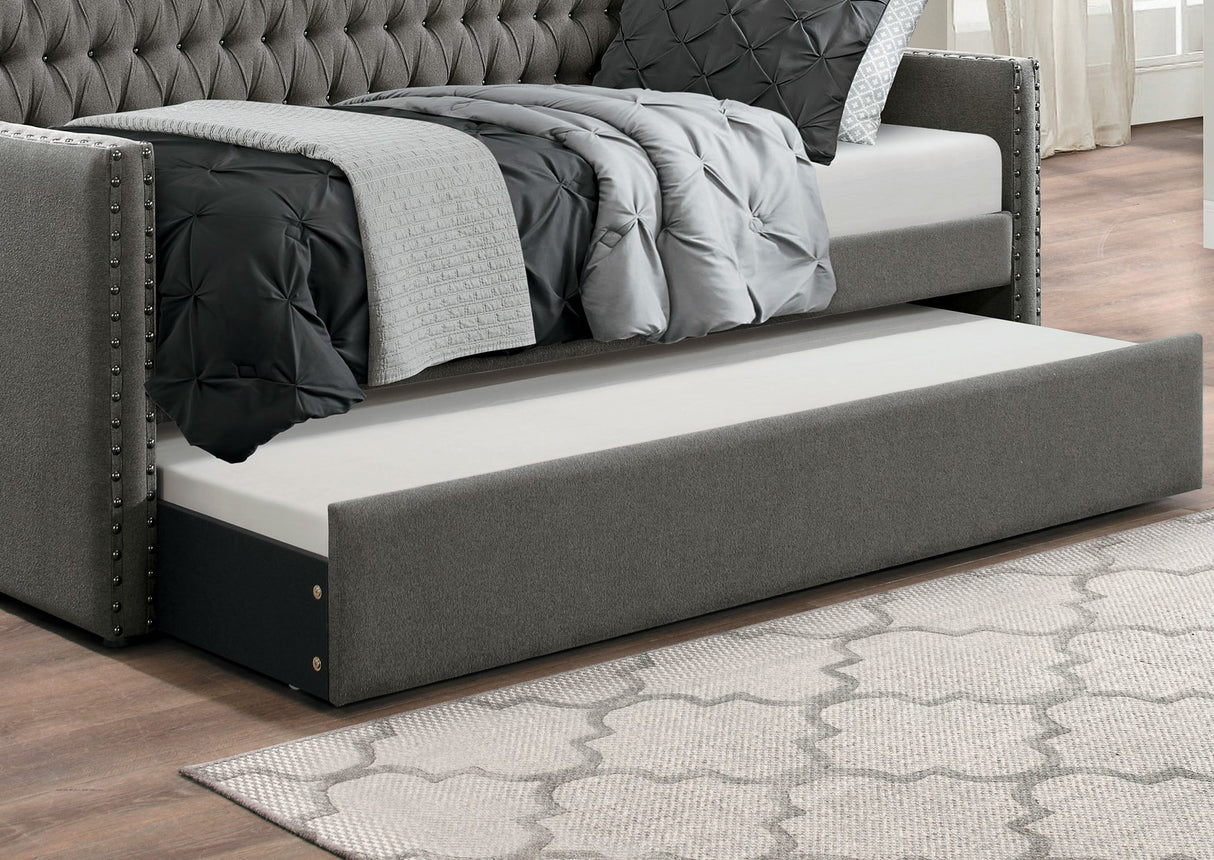 Modern Design Dark Gray Fabric Upholstered 1pc Sofa Bed w Trundle Button-Tufted Detail Nailhead Trim Day Bed - Home Elegance USA