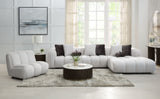 Manilla Ivory White Linen 2 Pcs Sectional Sofa w/Chaise w/ 1 Armless Chair