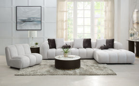 Manilla Ivory White Linen 2 Pcs Sectional Sofa w/Chaise w/ 1 Armless Chair