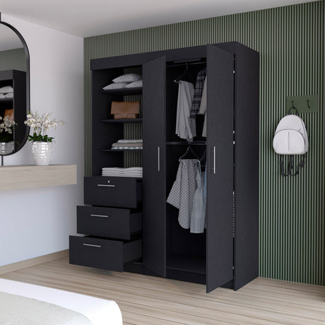 Tempe 3 Drawers Armoire, 3-Tier Shelf, 2-Door - sold by Home Elegance USA