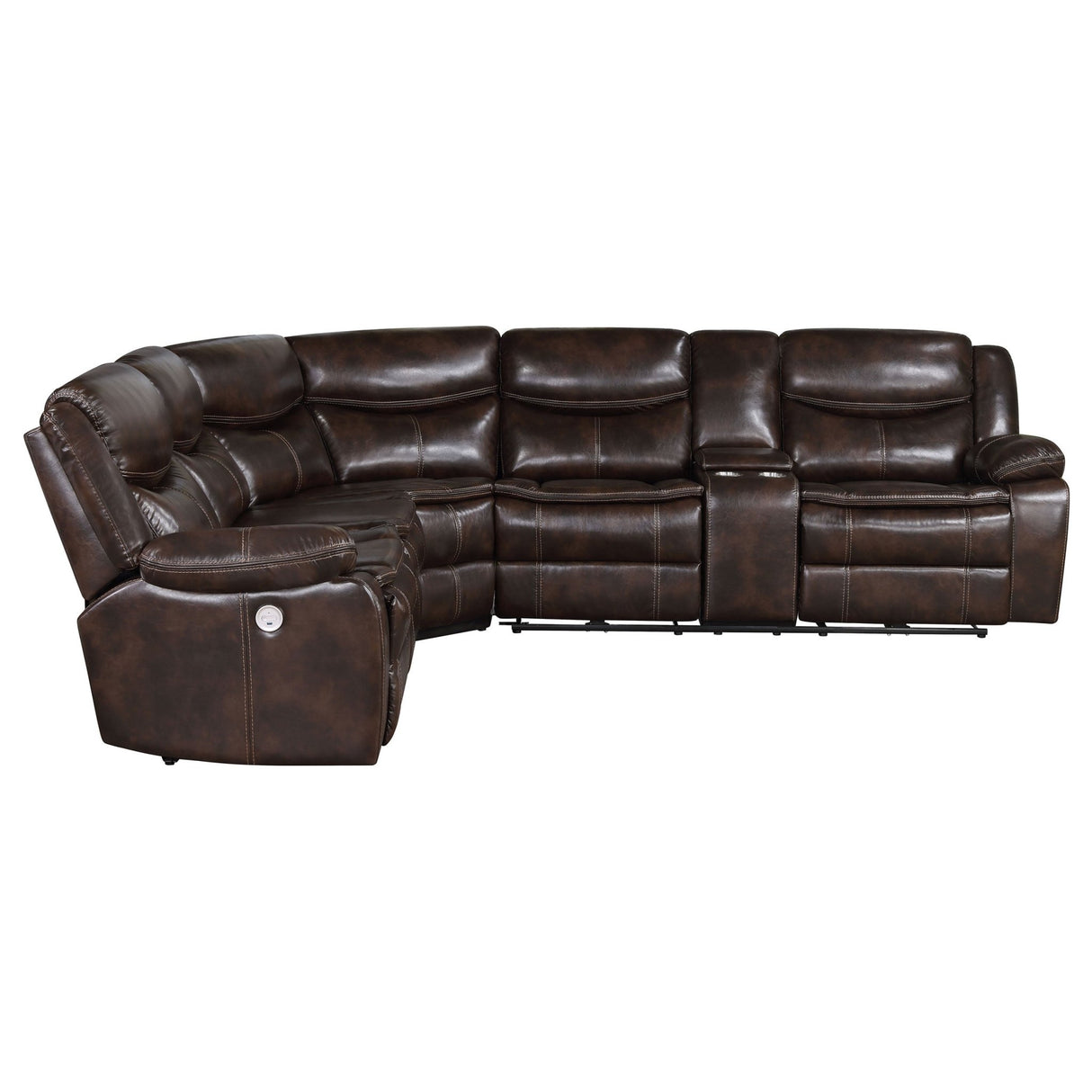 3 Pc Power Sectional - Sycamore Upholstered Power Reclining Sectional Sofa Dark Brown | Coaster | Home Elegance USA