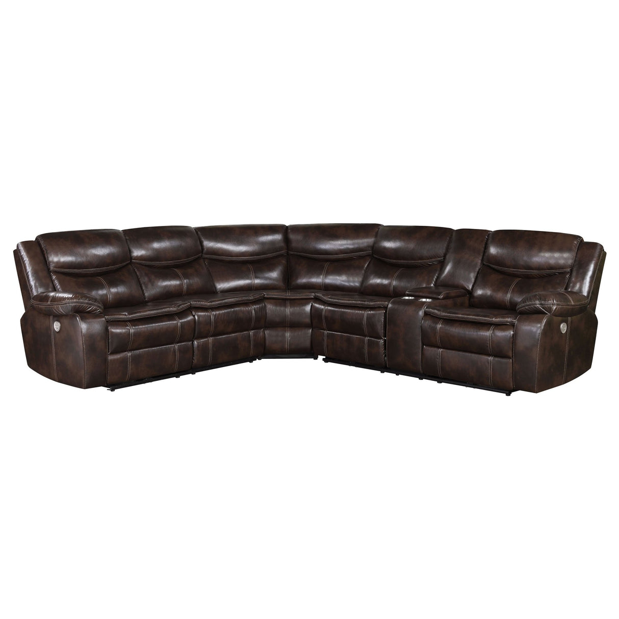 3 Pc Power Sectional - Sycamore Upholstered Power Reclining Sectional Sofa Dark Brown - 610190P - image - 4