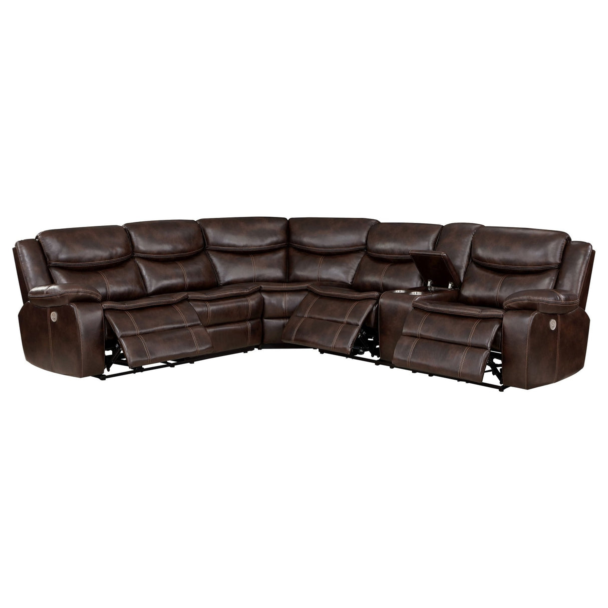 3 Pc Power Sectional - Sycamore Upholstered Power Reclining Sectional Sofa Dark Brown - 610190P - image - 5