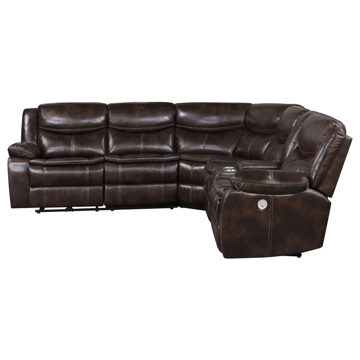 3 Pc Power Sectional - Sycamore Upholstered Power Reclining Sectional Sofa Dark Brown - 610190P - image - 6