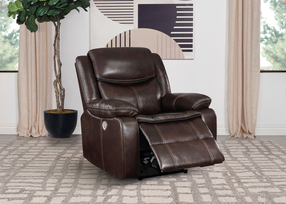 Power Recliner - Sycamore Upholstered Power Recliner Chair Dark Brown