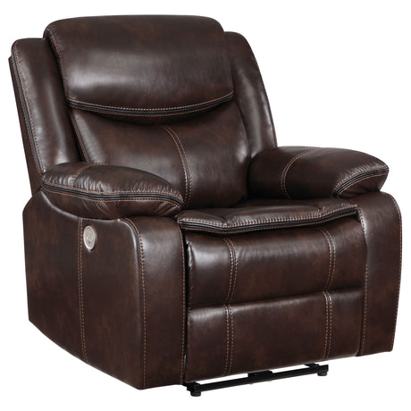 Power Recliner - Sycamore Upholstered Power Recliner Chair Dark Brown