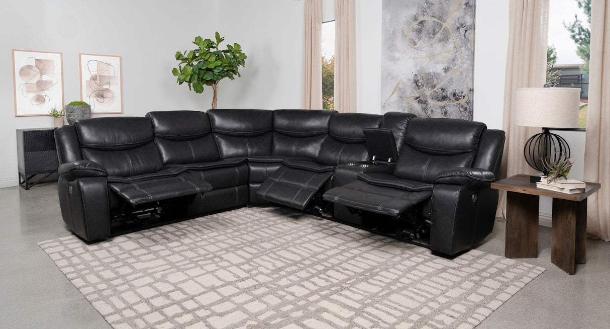 3 Pc Power Sectional - Sycamore Upholstered Power Reclining Sectional Sofa Dark Grey - 610200P - image - 2