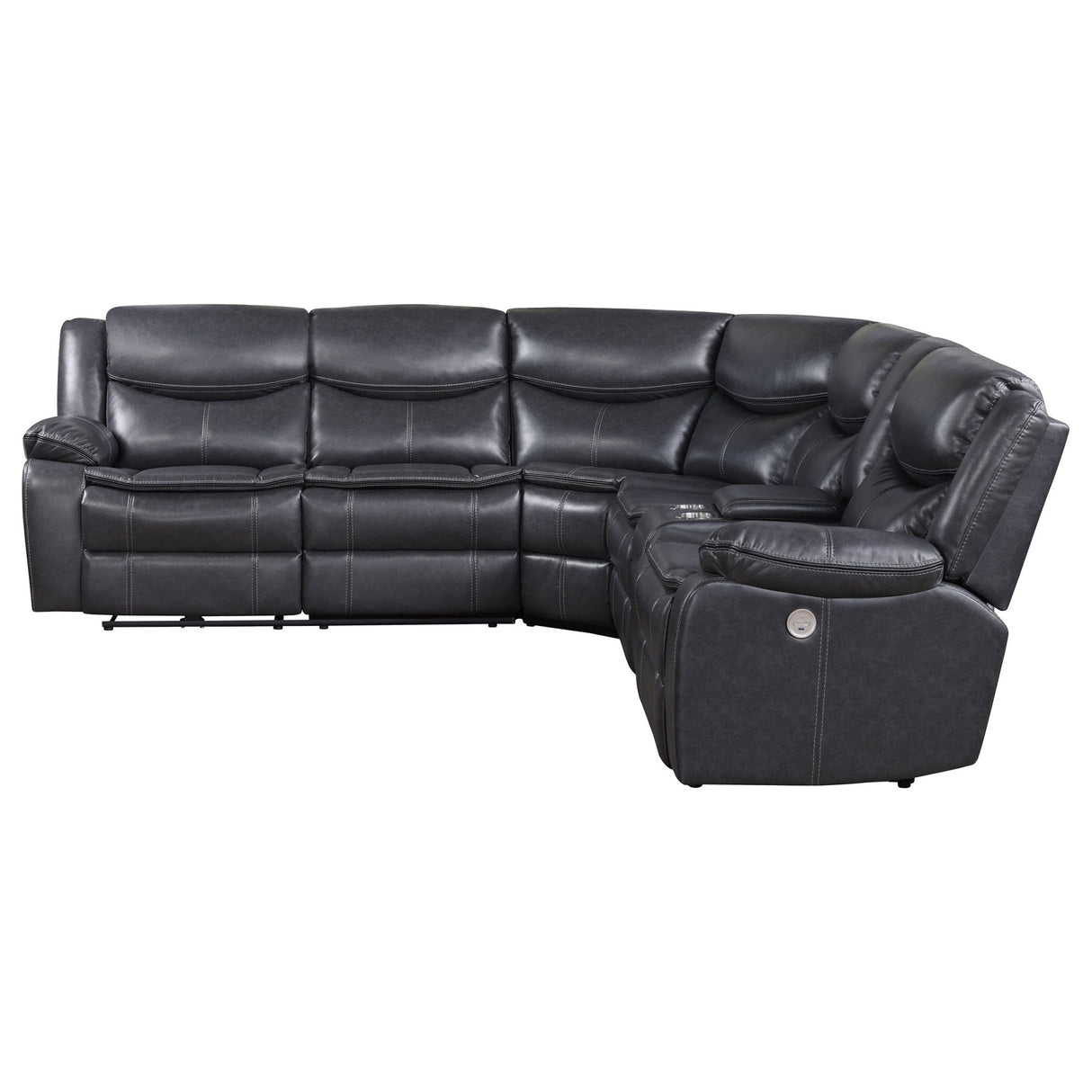 3 Pc Power Sectional - Sycamore Upholstered Power Reclining Sectional Sofa Dark Grey - 610200P - image - 5