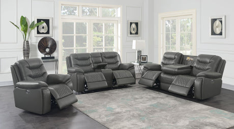 Flamenco 3 - piece Tufted Upholstered Power Living Room Set Charcoal - 610204P - S3 - image - 2