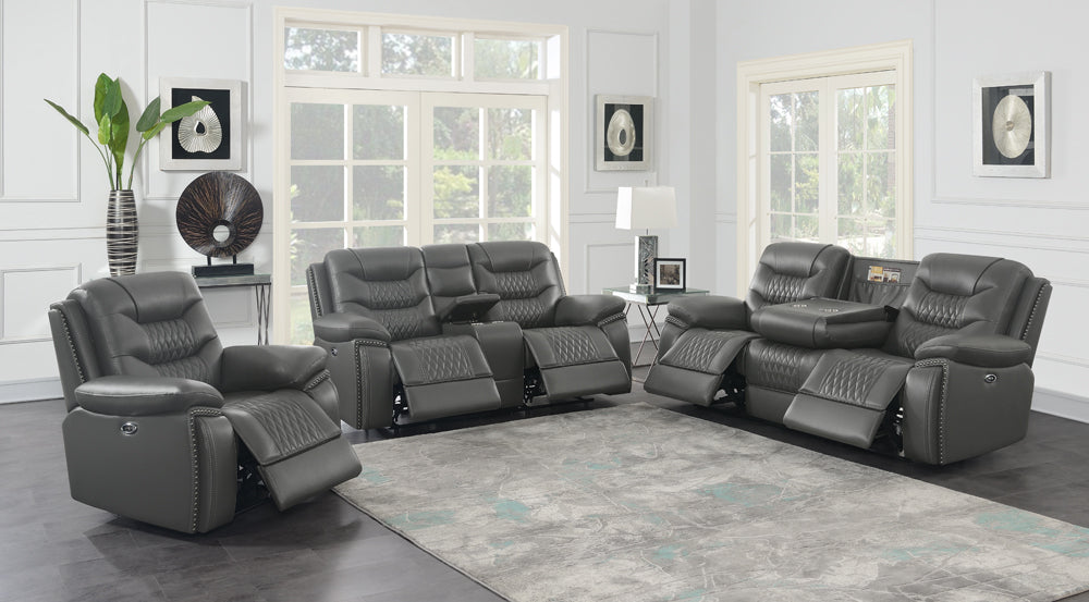 Power Sofa - Flamenco Tufted Upholstered Power Sofa Charcoal