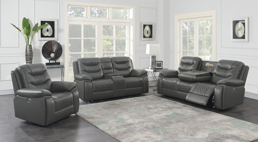 Power Sofa - Flamenco Tufted Upholstered Power Sofa Charcoal