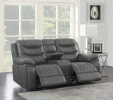 Power Loveseat - Flamenco Tufted Upholstered Power Loveseat with Console Charcoal