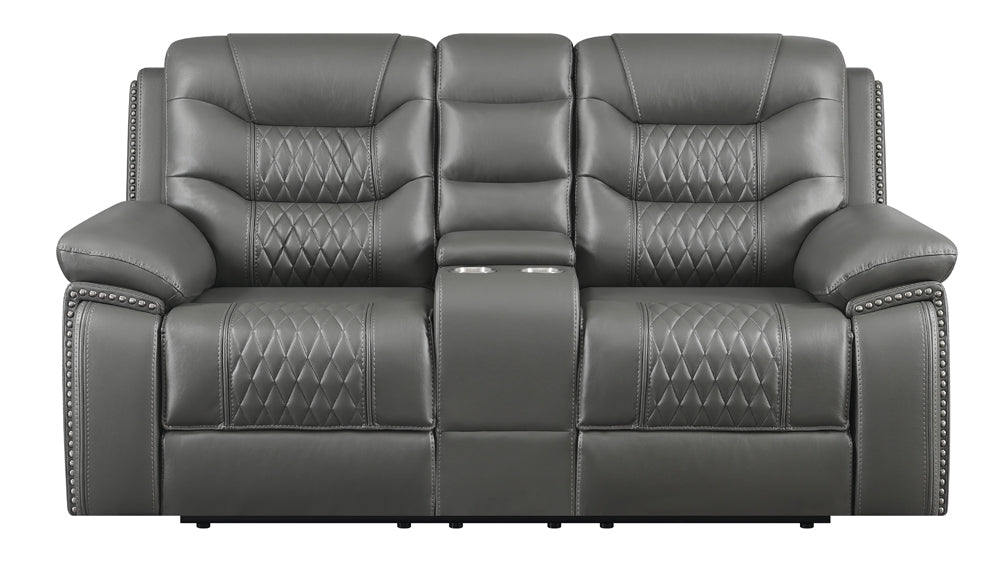 Power Loveseat - Flamenco Tufted Upholstered Power Loveseat with Console Charcoal