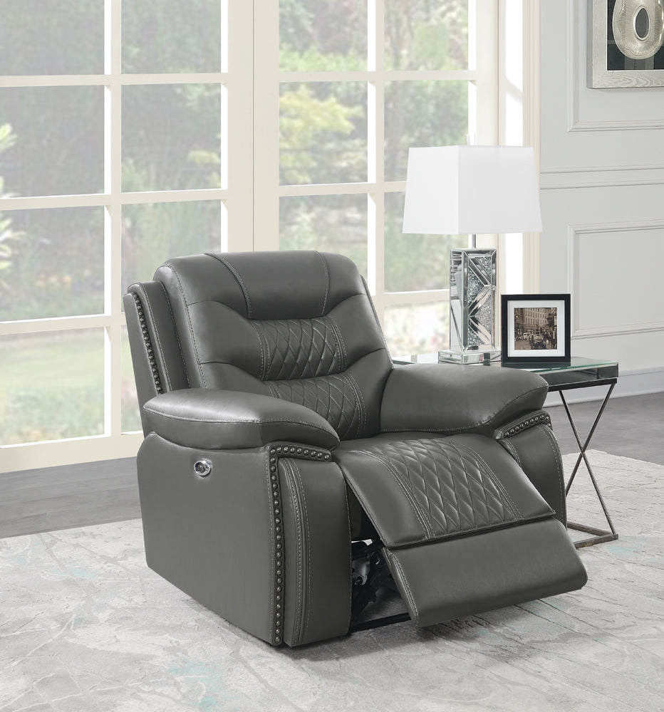 Power Recliner - Flamenco Tufted Upholstered Power Recliner Charcoal