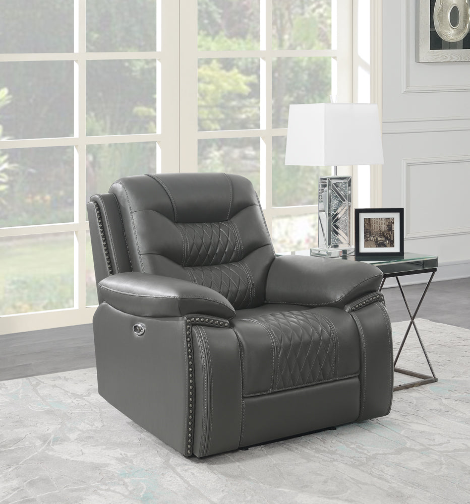 Power Recliner - Flamenco Tufted Upholstered Power Recliner Charcoal