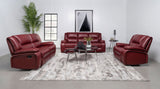 Camila 3 - piece Upholstered Reclining Sofa Set Red Faux Leather | Coaster | Home Elegance USA