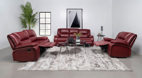 Motion Sofa - Camila 3-piece Upholstered Reclining Sofa Set Red Faux Leather