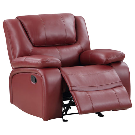 Motion Sofa - Camila 3-piece Upholstered Reclining Sofa Set Red Faux Leather