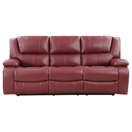 Camila Upholstered Motion Reclining Sofa Red Faux Leather | Coaster - 610241 - Home Elegance USA - 5