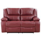 Motion Loveseat - Camila Upholstered Motion Reclining Loveseat Red Faux Leather