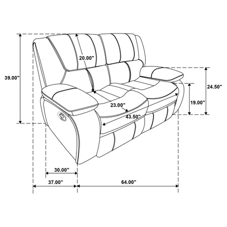 Camila Upholstered Motion Reclining Loveseat Red Faux Leather | Coaster | Home Elegance USA