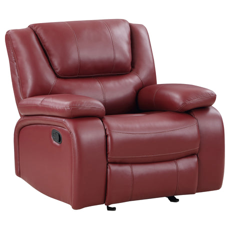 Glider Recliner - Camila Upholstered Glider Recliner Chair Red Faux Leather