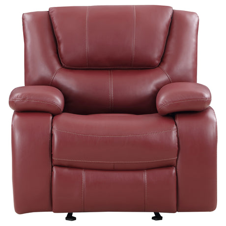 Glider Recliner - Camila Upholstered Glider Recliner Chair Red Faux Leather