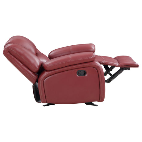 Glider Recliner - Camila Upholstered Glider Recliner Chair Red Faux Leather