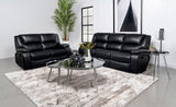 Camila 2 - piece Upholstered Motion Reclining Sofa Set Black | Coaster | Home Elegance USA