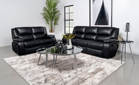 Motion Sofa - Camila 2-piece Upholstered Motion Reclining Sofa Set Black