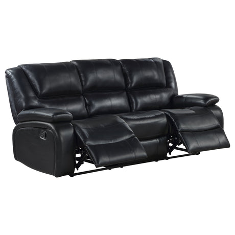 Motion Sofa - Camila 2-piece Upholstered Motion Reclining Sofa Set Black