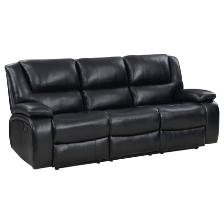 Camila Upholstered Motion Reclining Sofa Black | Coaster | Home Elegance USA