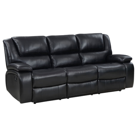 Motion Sofa - Camila Upholstered Motion Reclining Sofa Black