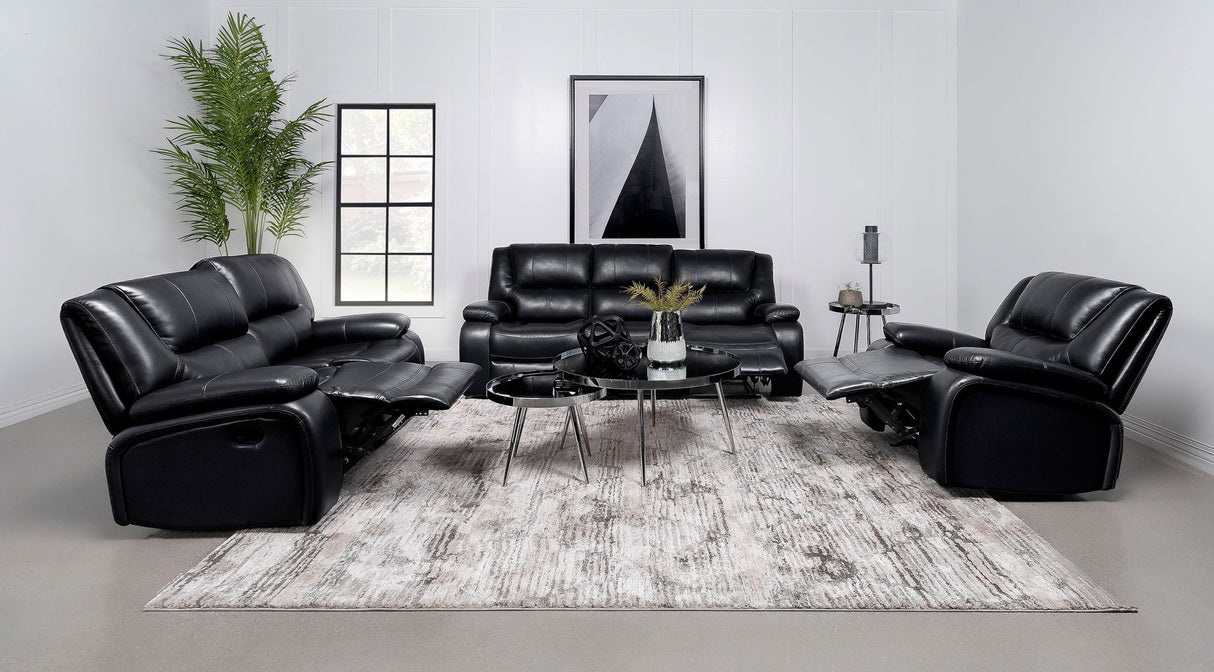 Camila Upholstered Motion Reclining Sofa Black | Coaster - 610244 - Home Elegance USA - 12