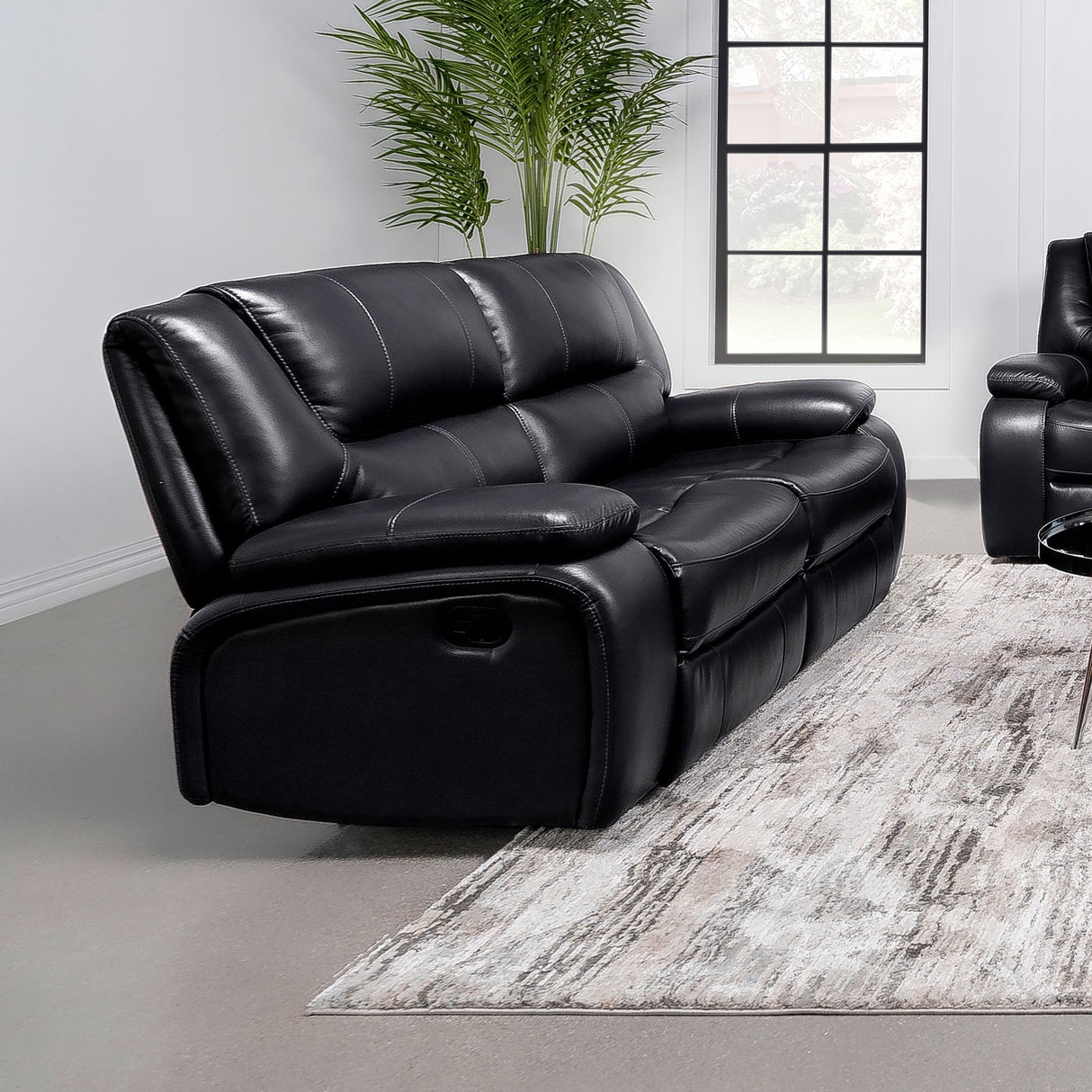 Camila Upholstered Motion Reclining Loveseat Black | Coaster | Home Elegance USA