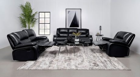 Motion Loveseat - Camila Upholstered Motion Reclining Loveseat Black