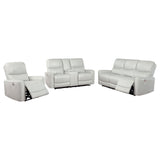 Power Sofa 3 Pc Set - Greenfield 3-piece Upholstered Power Reclining Sofa Set Ivory