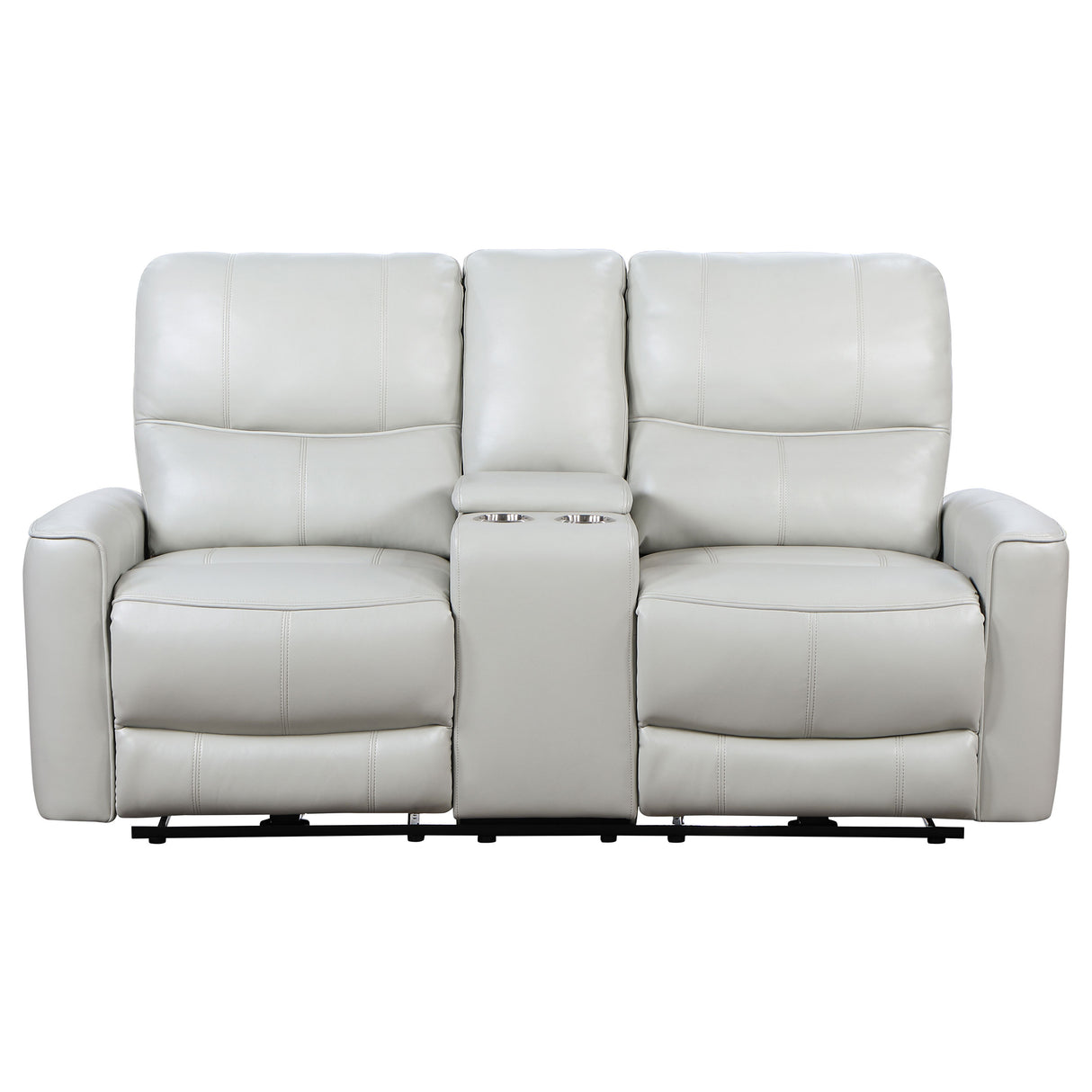 Power Loveseat - Greenfield Upholstered Power Reclining Loveseat with Console Ivory