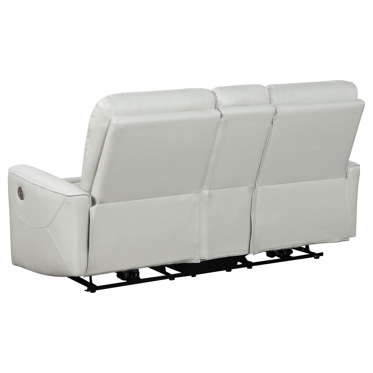 Power Loveseat - Greenfield Upholstered Power Reclining Loveseat with Console Ivory