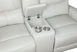 Power Loveseat - Greenfield Upholstered Power Reclining Loveseat with Console Ivory