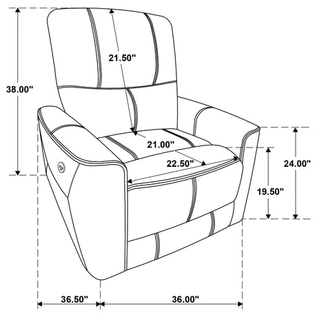 Power Recliner  - Greenfield Upholstered Power Recliner Chair Ivory