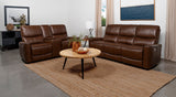 Power Sofa 2 Pc Set - Greenfield 2-piece Upholstered Power Reclining Sofa Set Saddle Brown